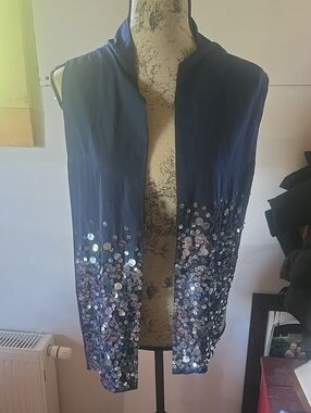Navy Sequin Ombre Scarf Wrap